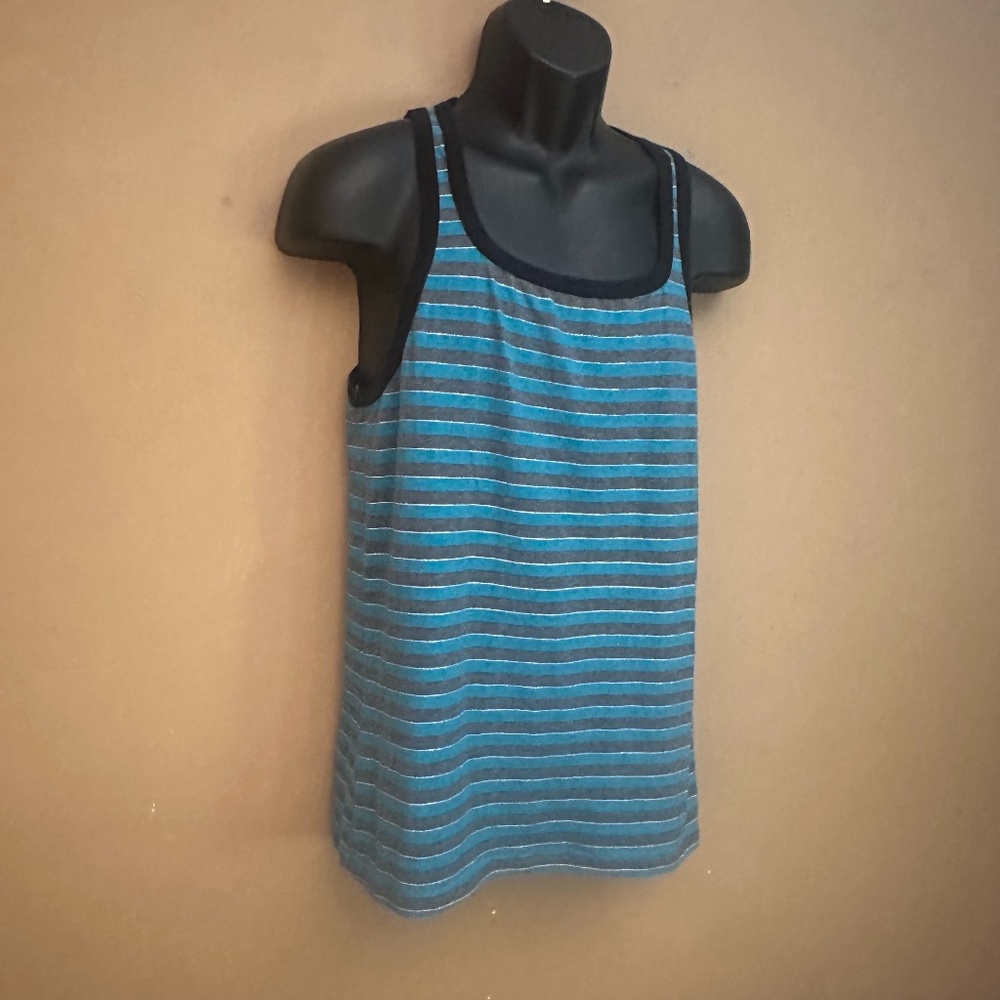 Liquid Men Metallic Stripe Tank Top Large skintight Cotton with metal fiber